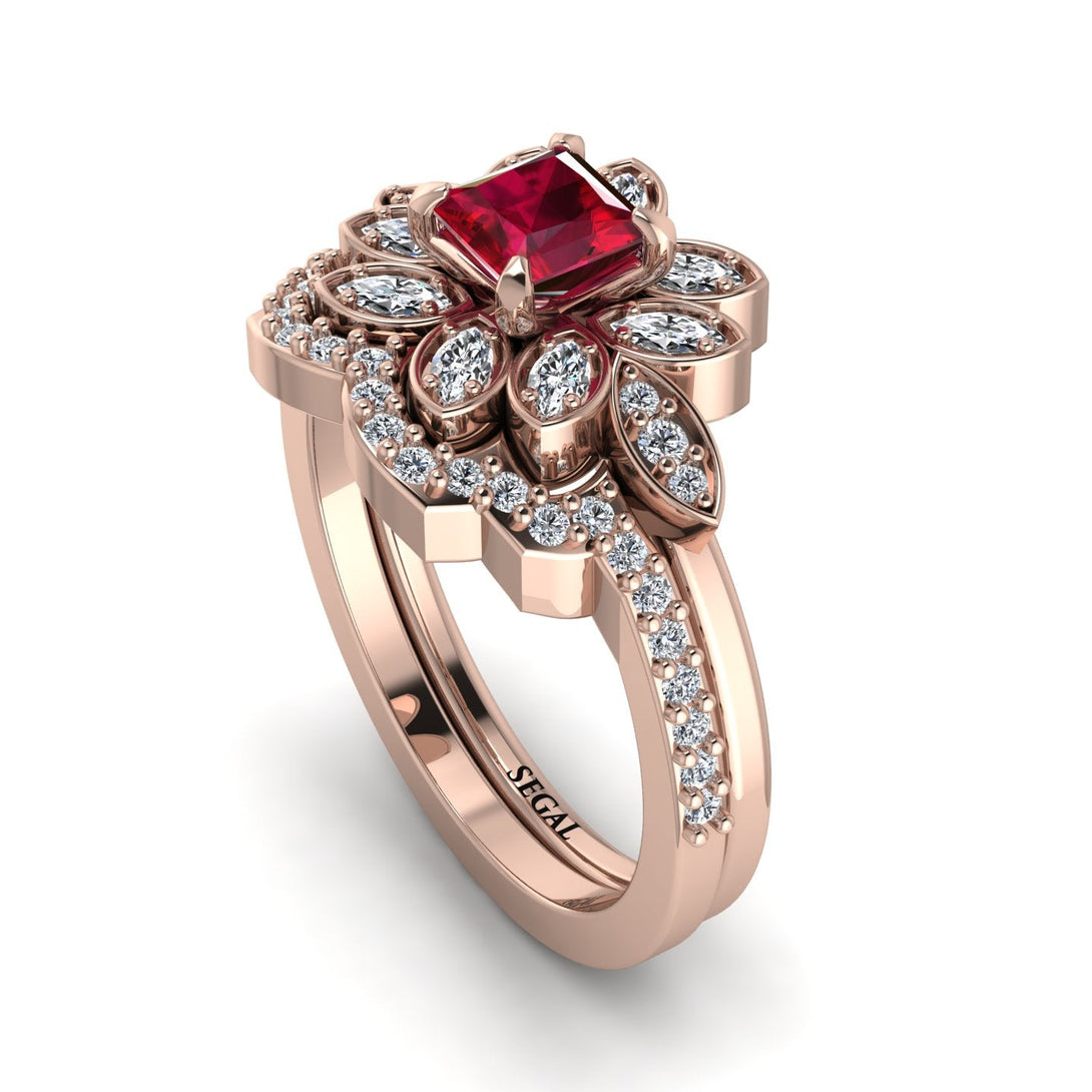 Floral Nature Inspired Ruby Bridal Set - Carol No. 11